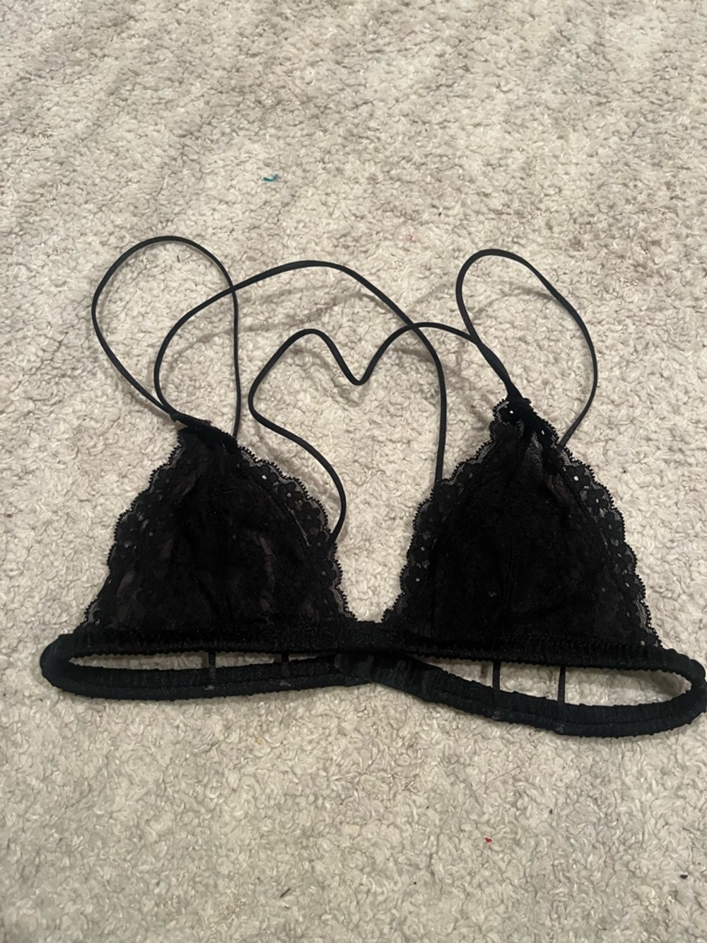 Lace Triangle Bralette - Black